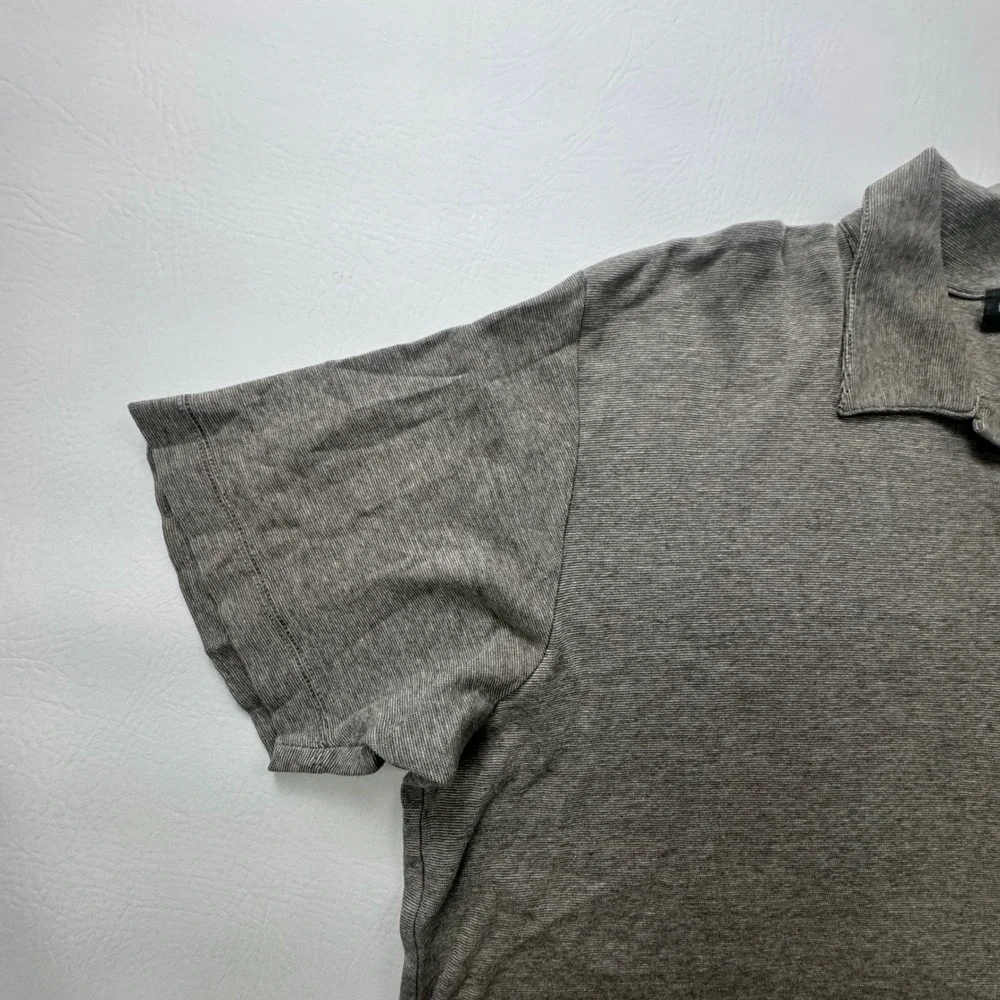 Banana Republic Mens Gray Ribbed Cotton Short Sleeve V-Neck Polo Shirt Size L